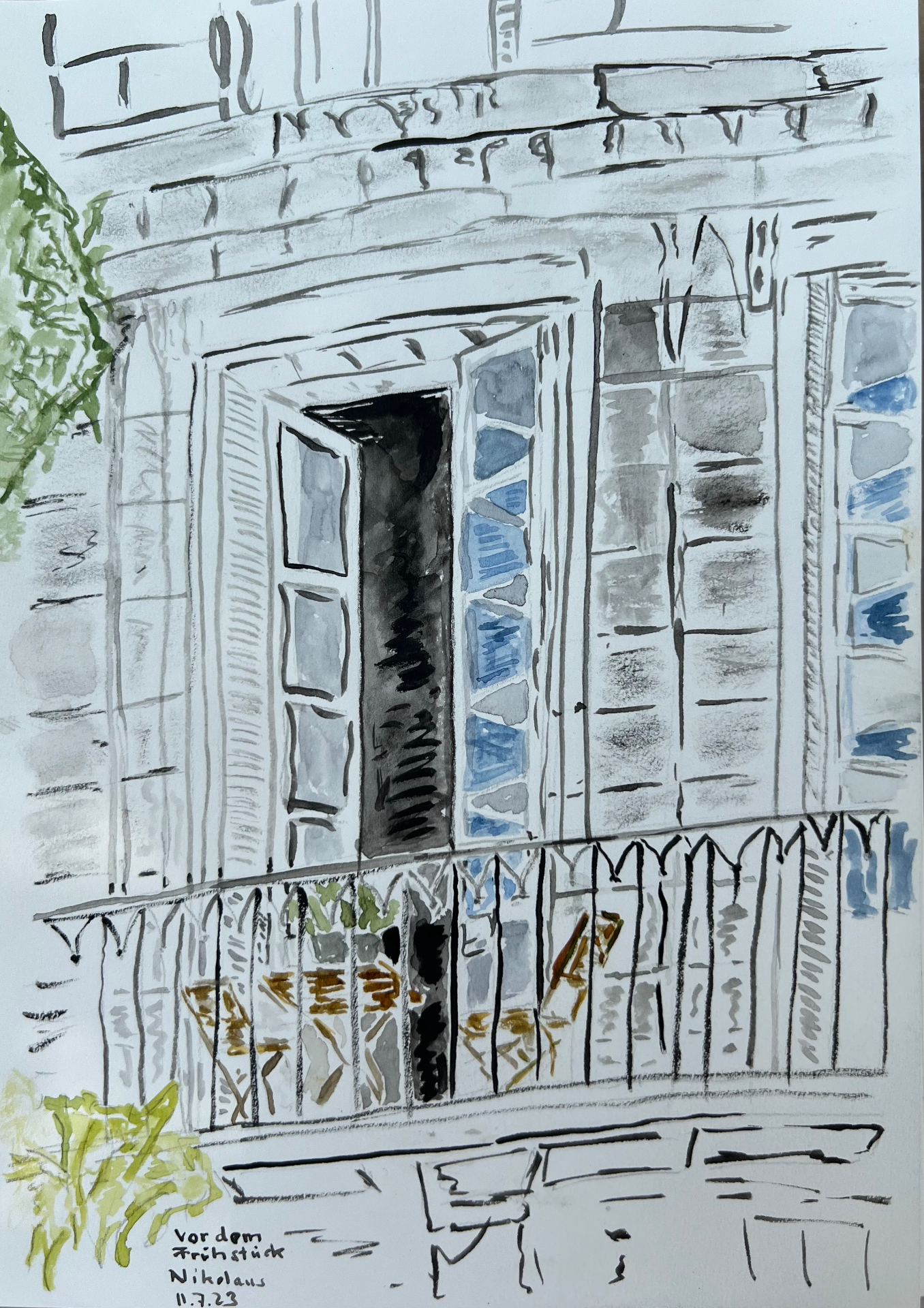 Vor dem Frühstück — Aquarell von Nikolaus