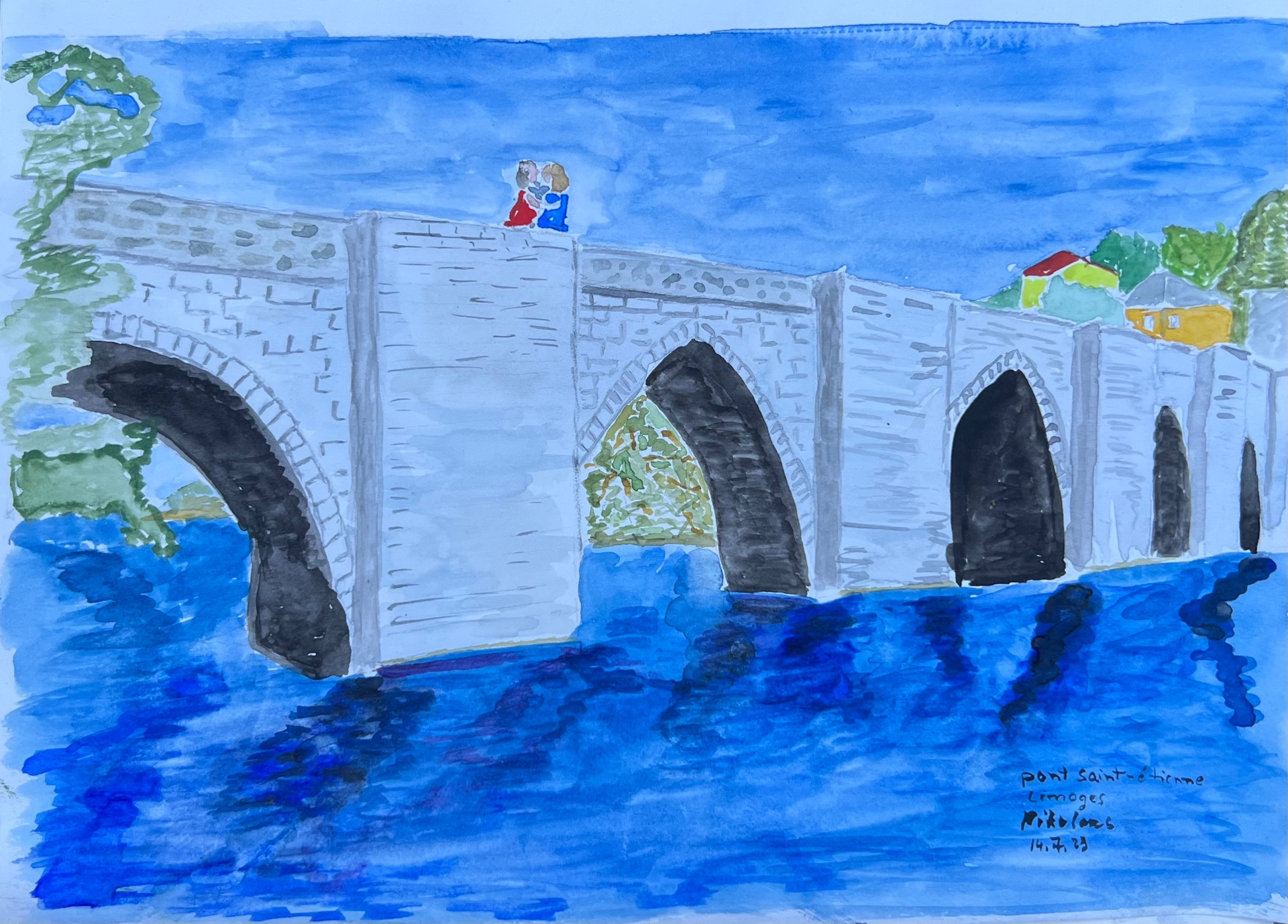 Pont Saint-Étienne, Limoges — Aquarell von Nikolaus