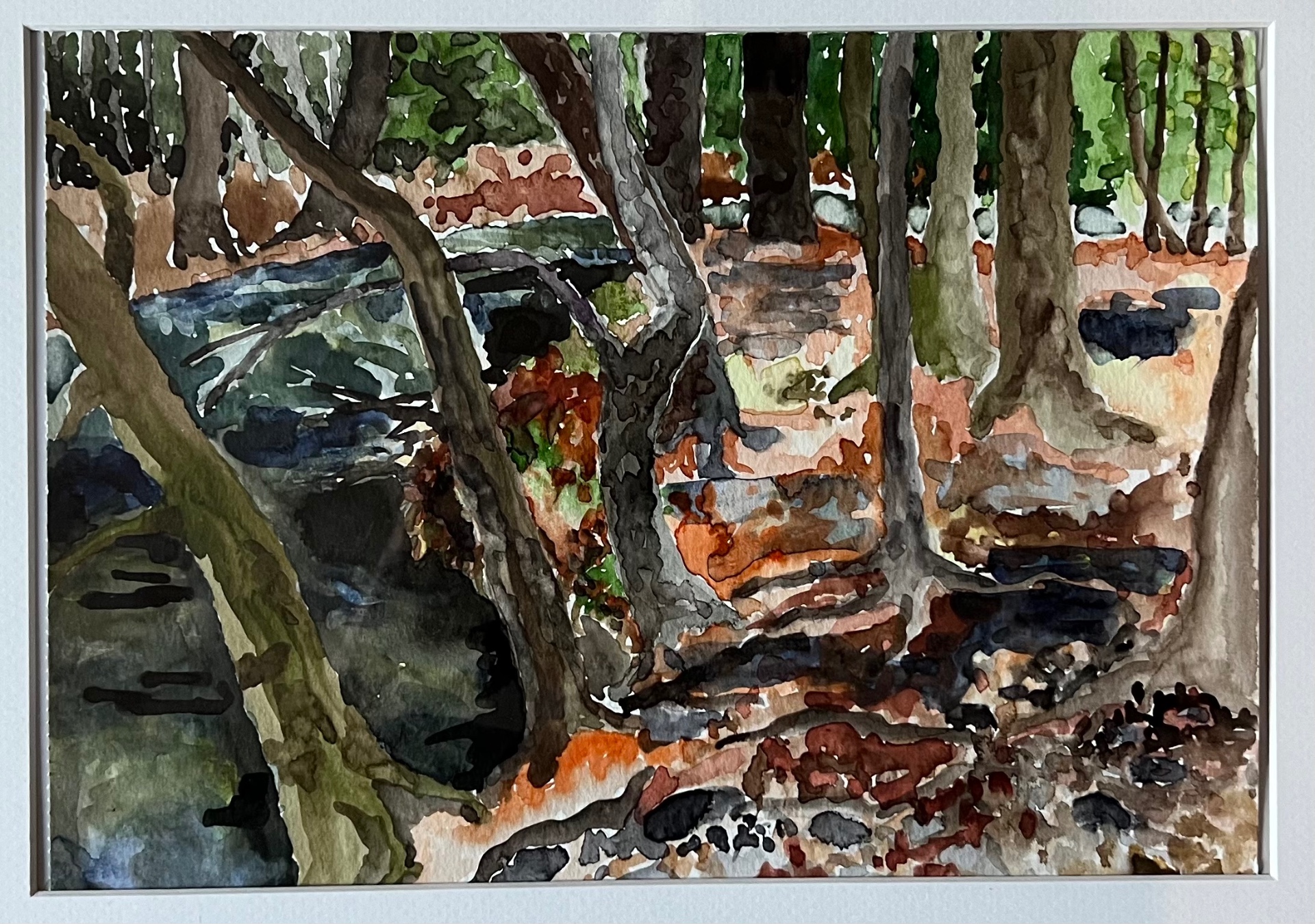 Bäume am Waldrand — Aquarell von Oda